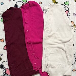 Cardigan set - Burgundy, Pink, and White